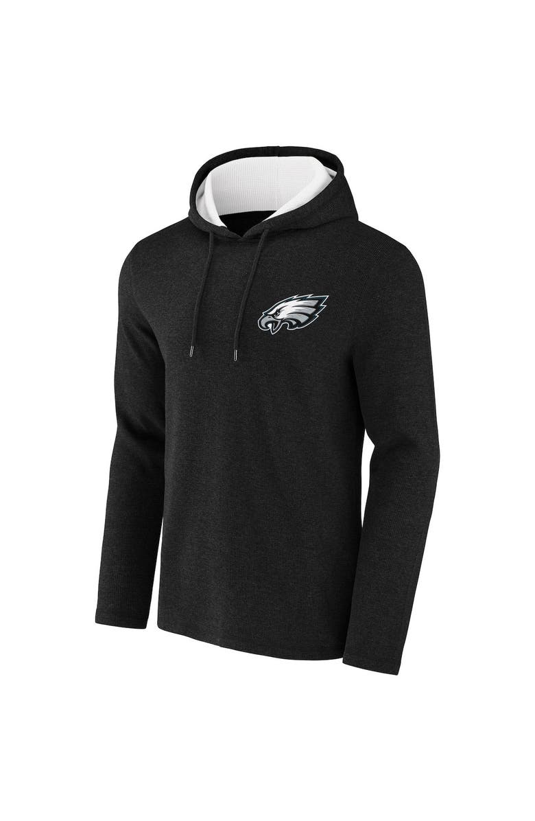 NFL X DARIUS RUCKER Men's NFL x Darius Rucker Collection by Fanatics Heathered Black Philadelphia Eagles Waffle Knit Pullover Hoodie, Alternate, color, 