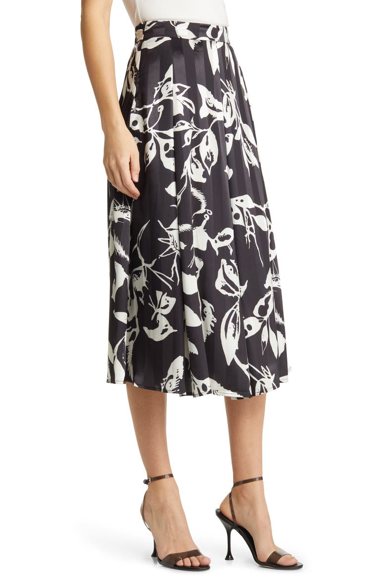 Ryan Floral Midi Skirt, Alternate, color, BLACK