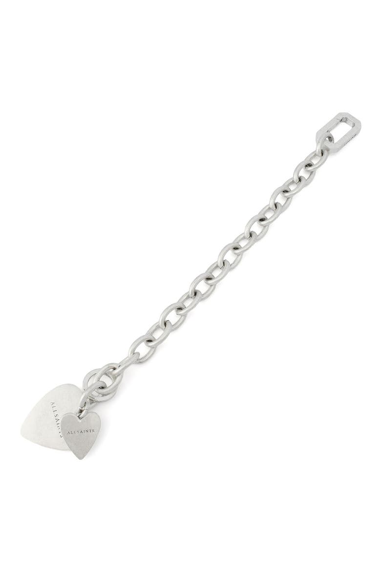 Double Heart Chain Link Bracelet, Alternate, color, WARM SILVER