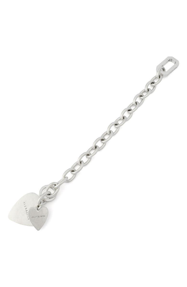 AllSaints Double Heart Chain Link Bracelet, Alternate, color, Warm Silver
