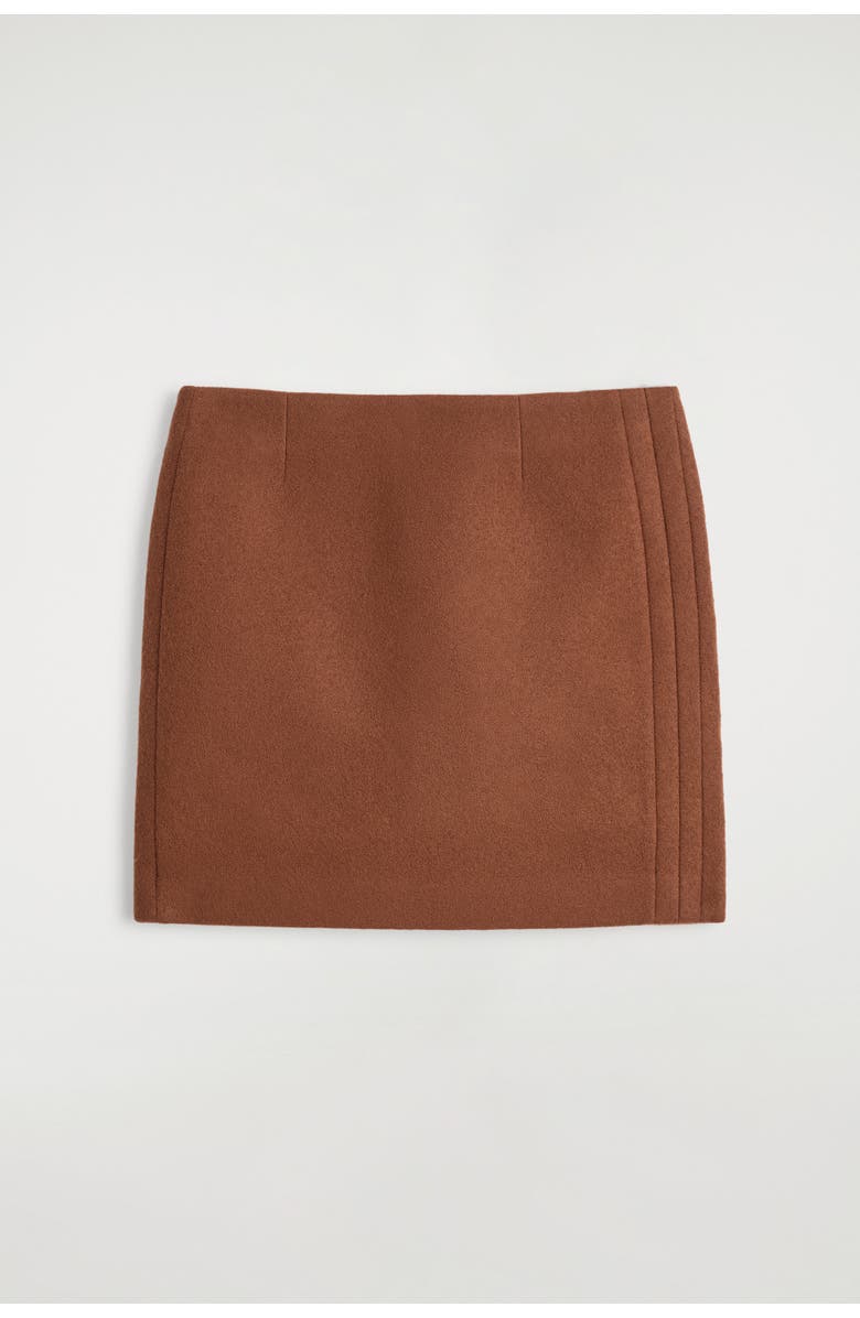 COS Topstitched Wool Mini Skirt, Alternate, color, Brown