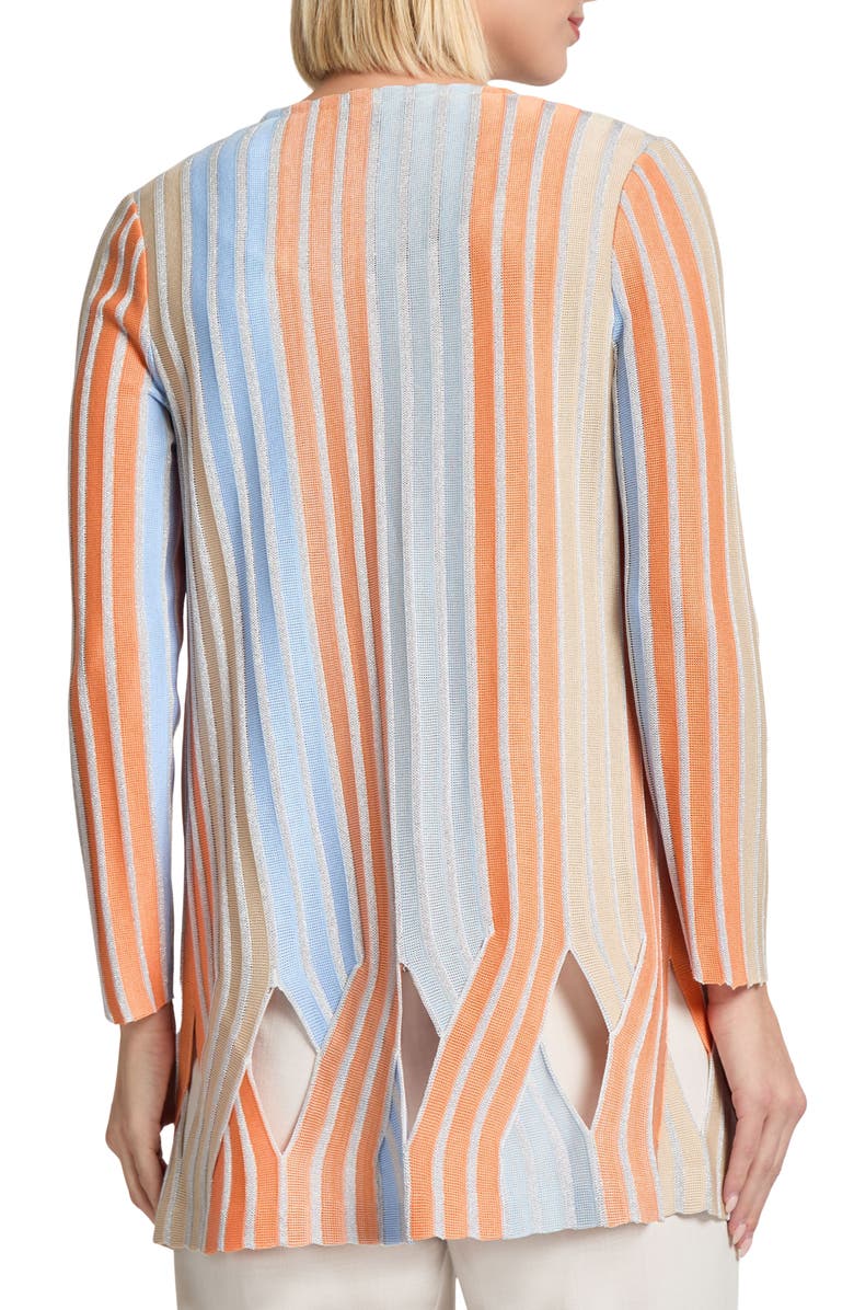 Misook Heritage Metallic Stripe Cardigan, Alternate, color, 