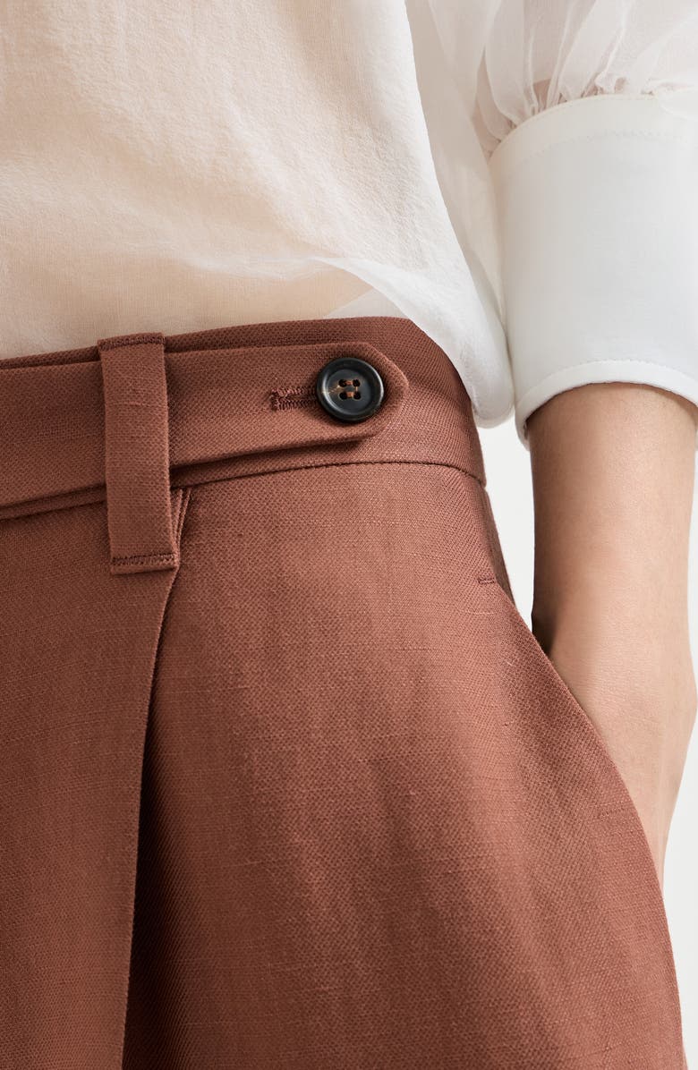 Brunello Cucinelli Fluid twill wide trousers with monili, Alternate, color, Red