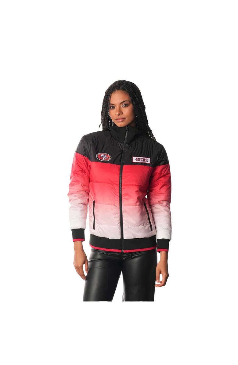 THE WILD COLLECTIVE Women's The Wild Collective  Scarlet San Francisco 49ers Ombre Full-Zip Puffer Jacket, Main, color, Scarlet