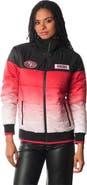 THE WILD COLLECTIVE Women's The Wild Collective  Scarlet San Francisco 49ers Ombre Full-Zip Puffer Jacket