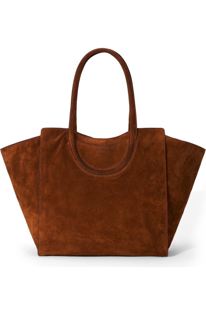STAUD Maude Suede Tote Bag, Main, color, Tabac