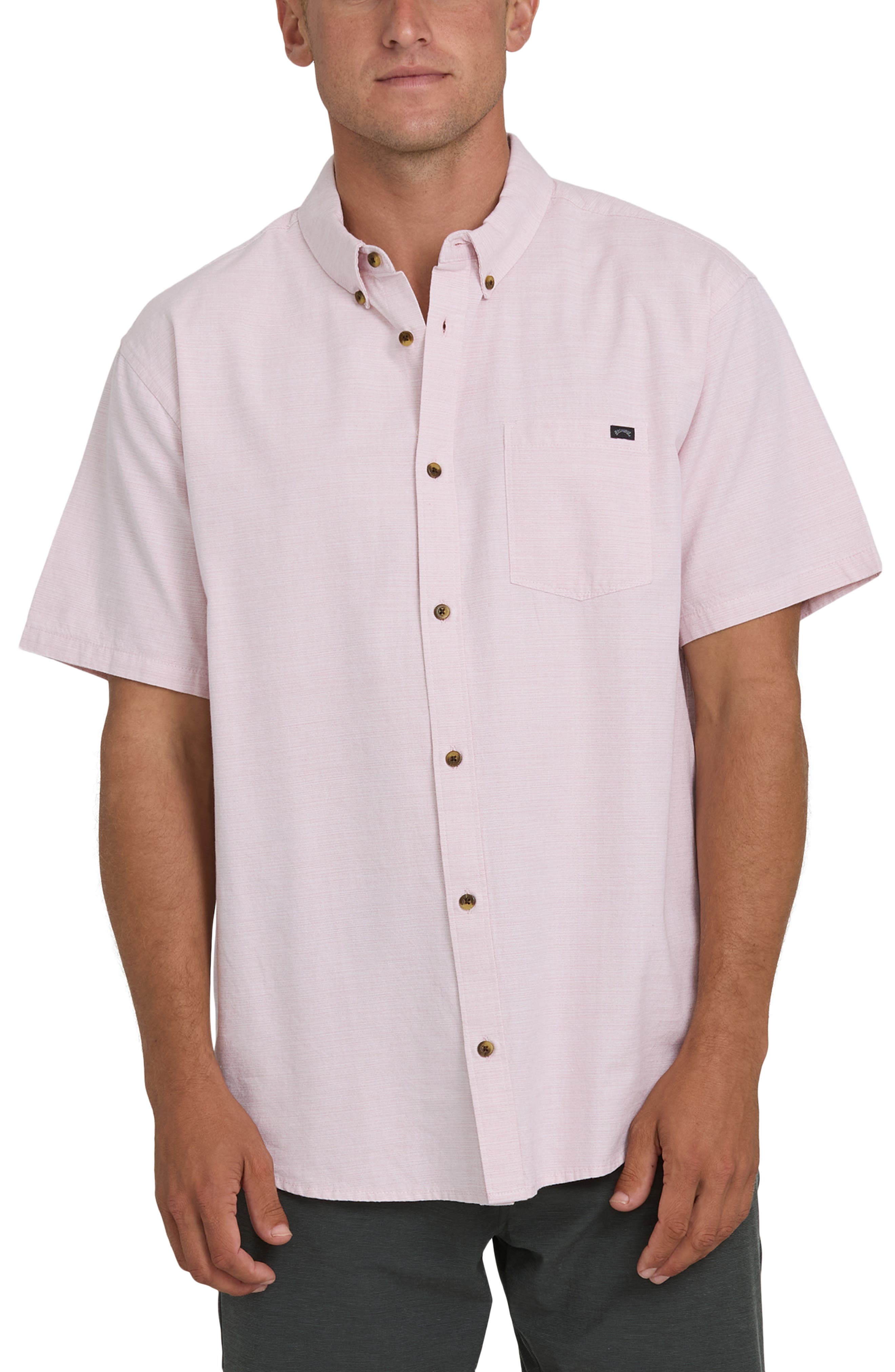 All Day Short Sleeve Slub Cotton Blend Button-Down Shirt - image 3