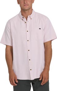Billabong All Day Short Sleeve Slub Cotton Blend Button-Down Shirt