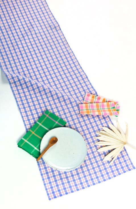 Handwoven Colorful Plaid Cotton Table Runner