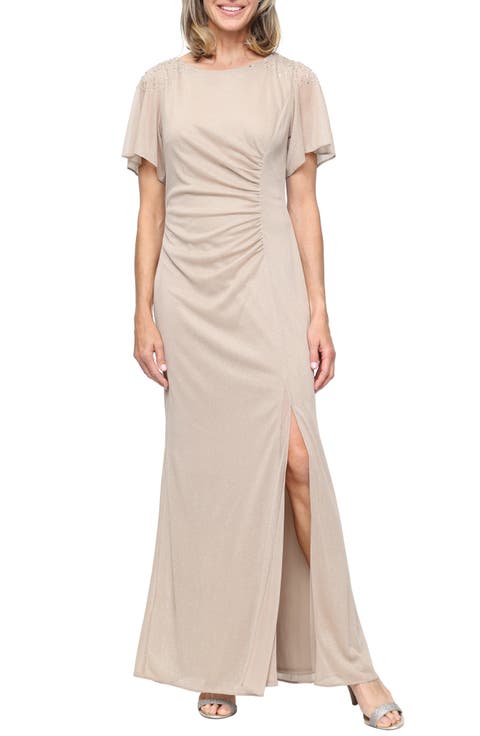 Sparkle Embellished Shoulder Gown