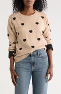 Bobeau Scattered Heart Pullover Sweater