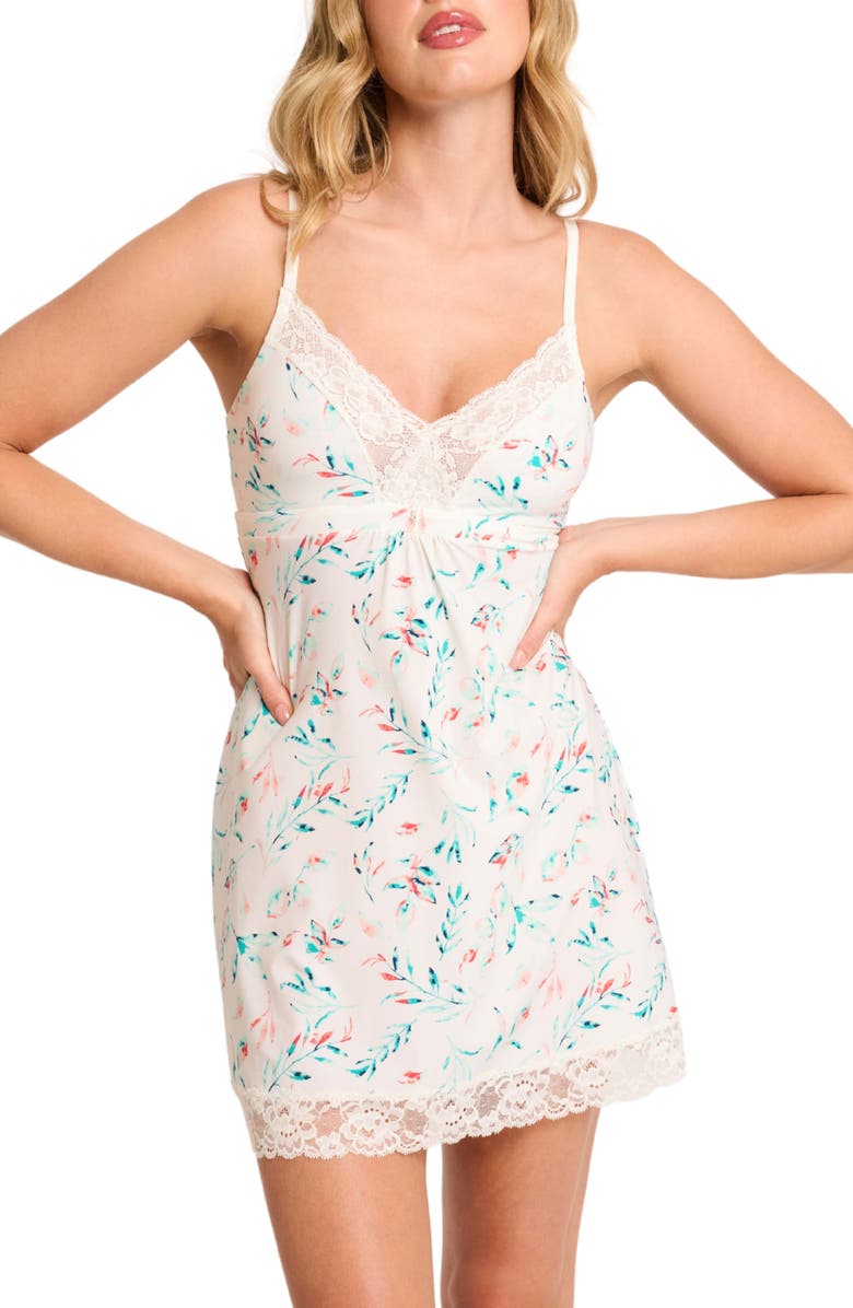 Montelle Intimates Lace Bust Support Chemise, Alternate, color, Paradise