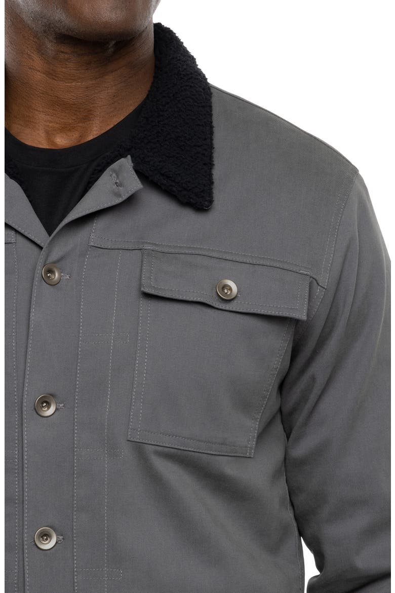 Cloud Denim Fleece Collar Jacket, Alternate, color, GREY PINSTRIPE