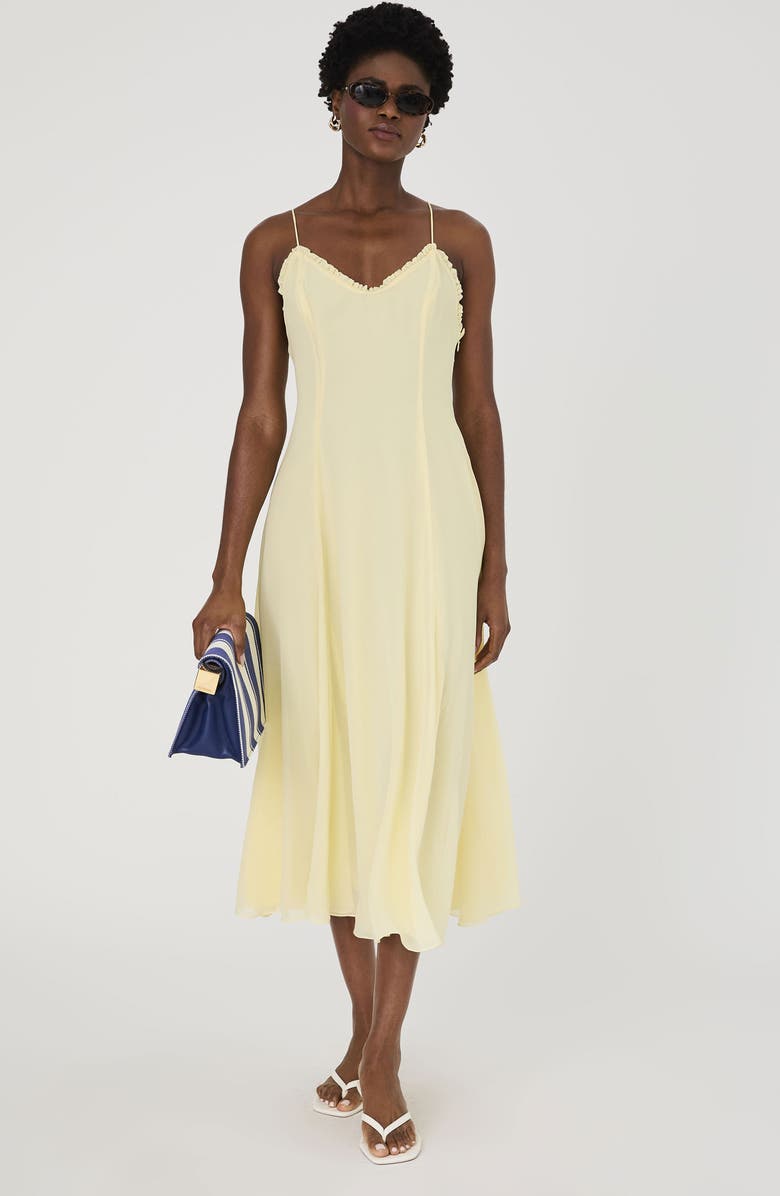 French Connection Raya Chiffon Midi Dress, Alternate, color, Cornsilk Yellow