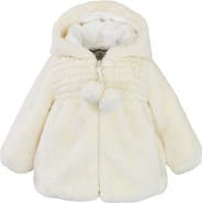 Widgeon Faux Fur Hooded Zip Front Smocked Jacket
