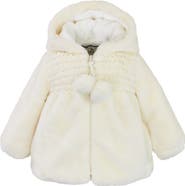Widgeon Faux Fur Hooded Zip Front Smocked Jacket