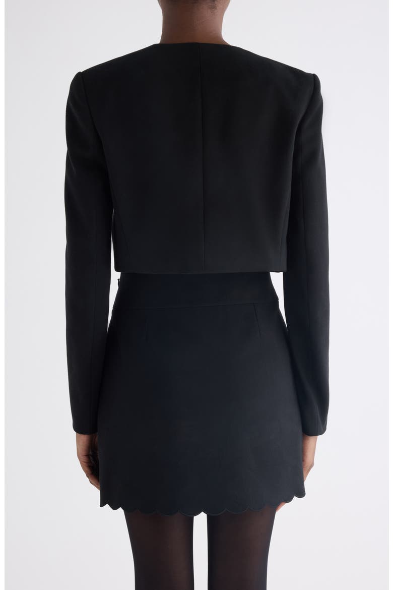 Scallop Edge Spencer Jacket, Alternate, color, BLACK