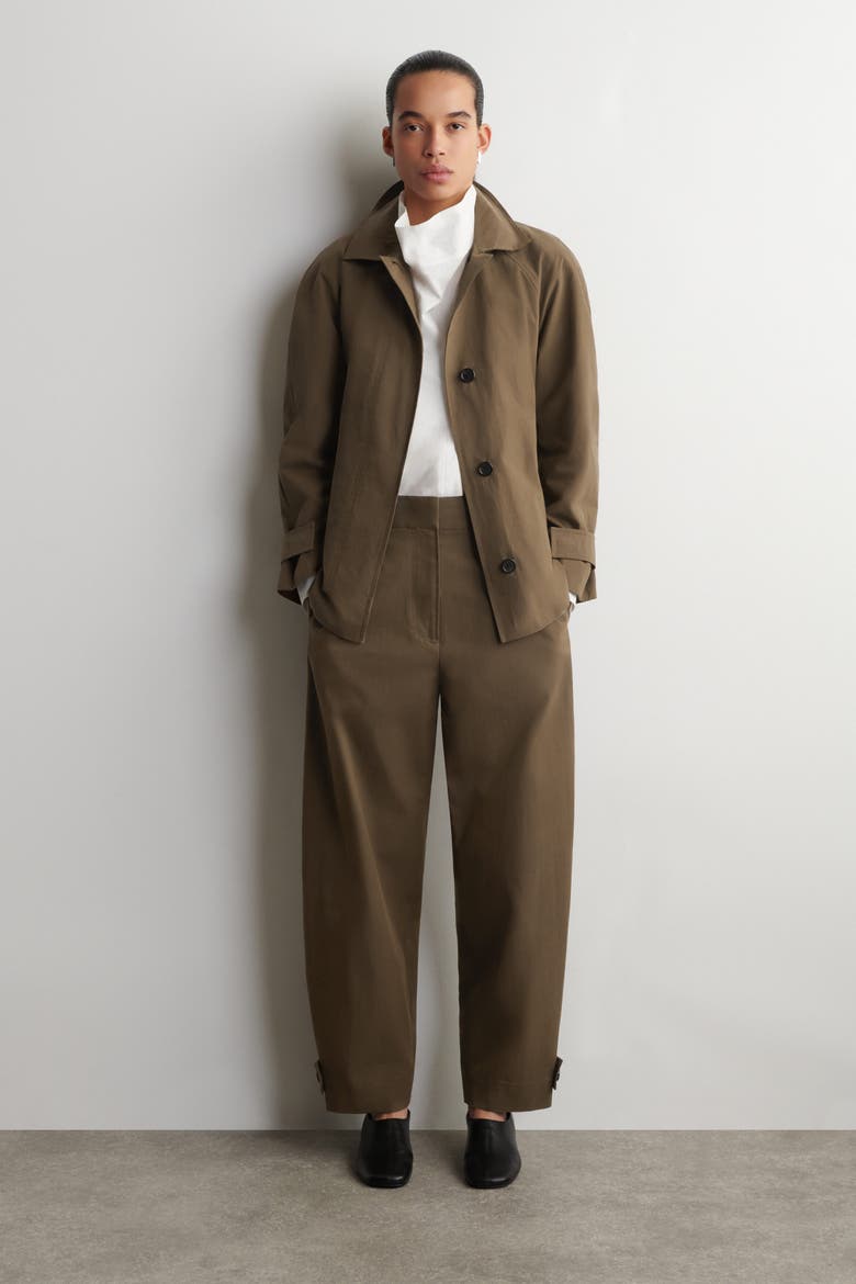 Barrel-Leg Cotton Utility Pants, Main, color, BROWN