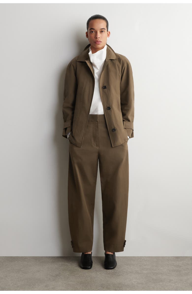 COS Barrel-Leg Cotton Utility Pants, Main, color, Brown