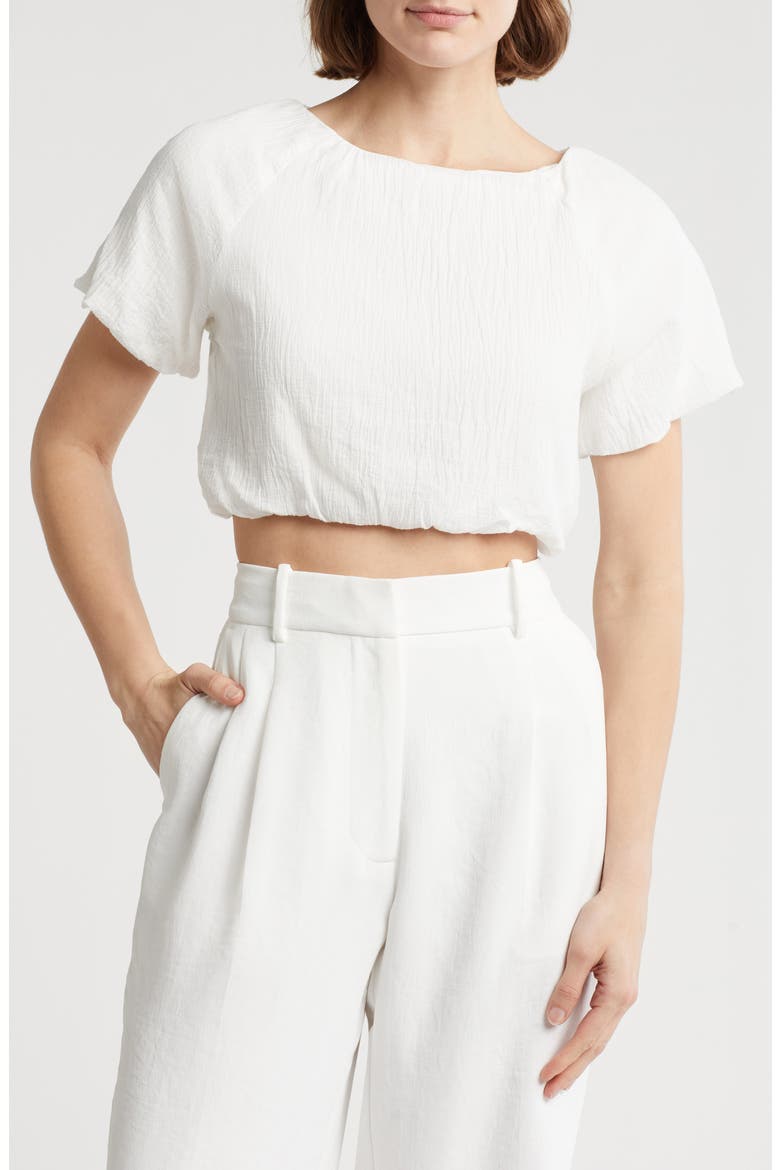 Anna Bubble Hem Crop Top, Main, color, GARDENIA