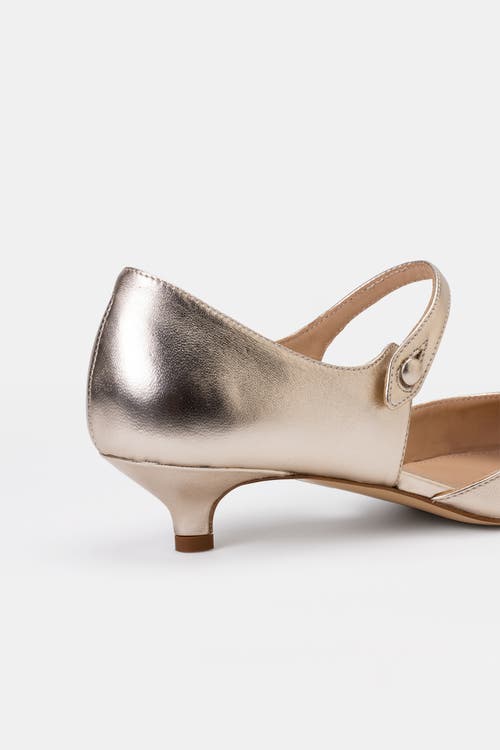 Bells & Becks Nadia Kitten Heel Mary Jane Pump In Gold