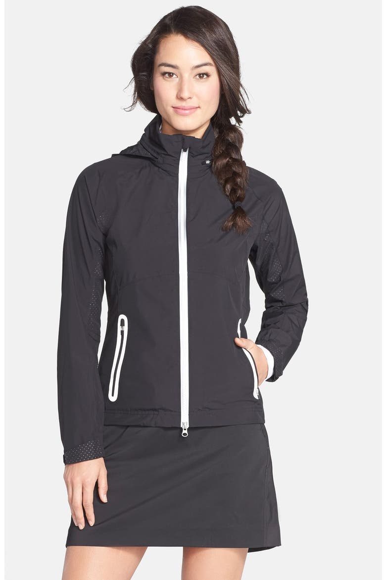 'Olivia' Hooded Rain Jacket, Main, color, BLACK