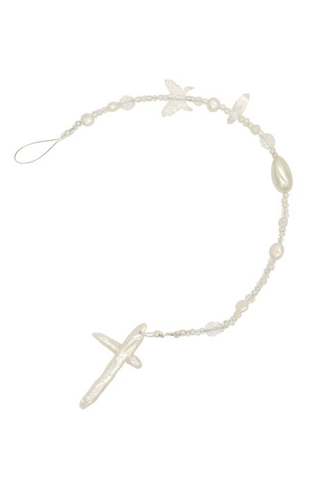 Pearl Braid With Cross Charm