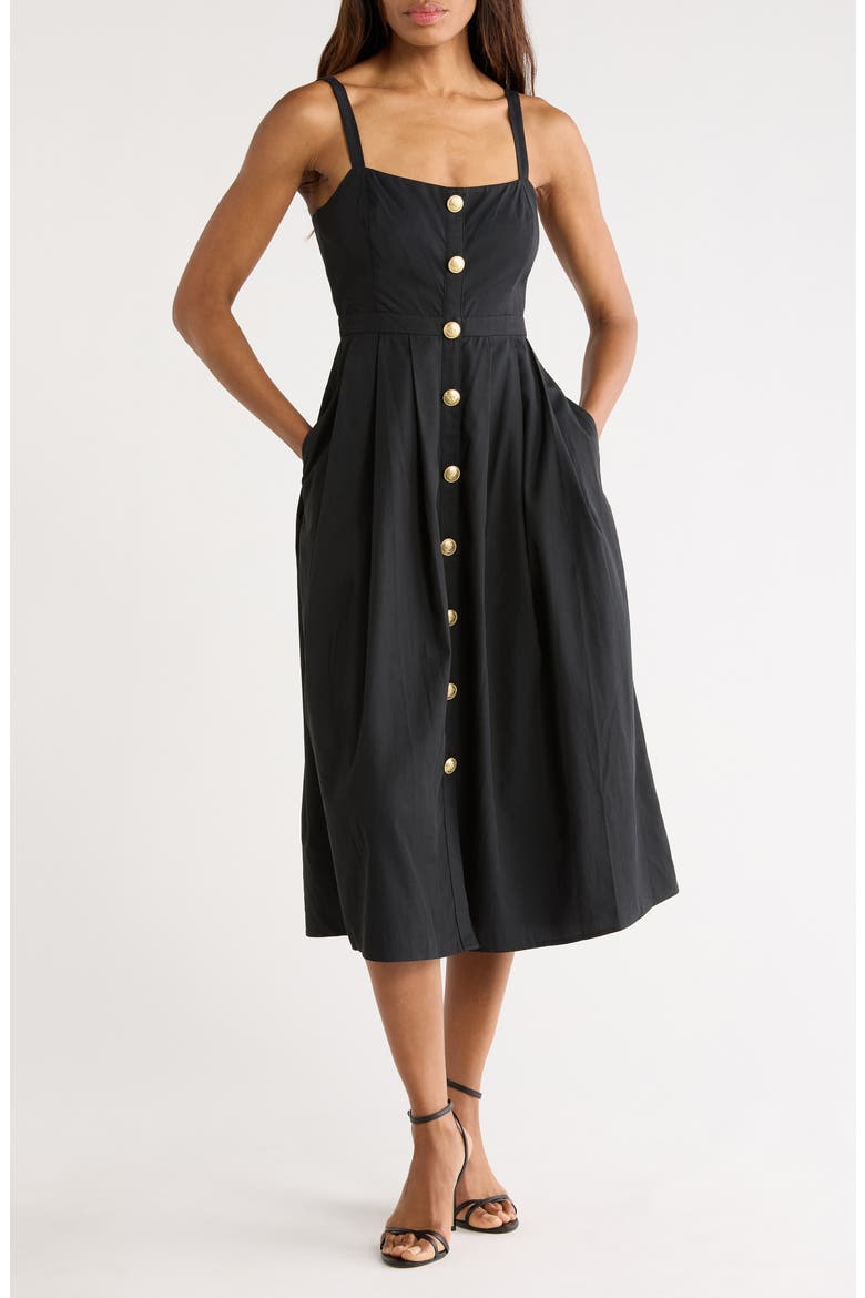 Esmeralda Sleeveless Midi Dress, Main, color, BLACK