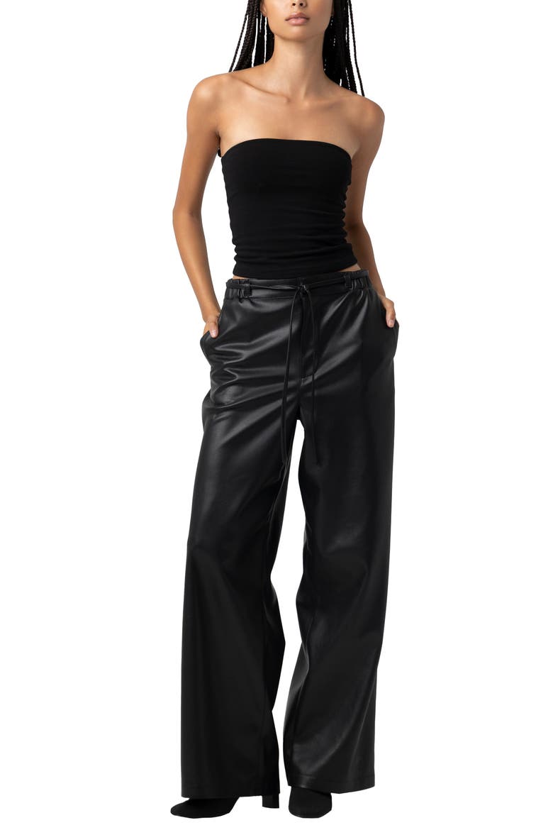Low Rise Baggy Faux Leather Pants, Alternate, color, ACES HIGH