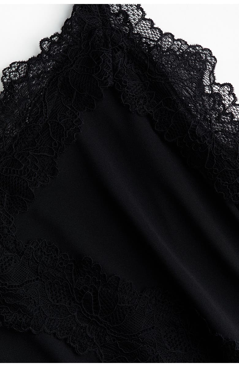 H&M Lace-trimmed Ponte-di-roma Strappy Top, Alternate, color, Black