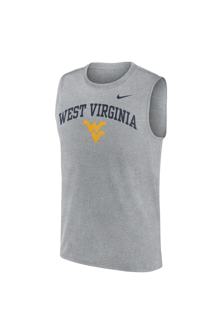 Men's Nike Heather Gray West Virginia Mountaineers Primetime Legend Arch Dri-FIT Muscle Tank Top, Alternate, color, Heather Gray