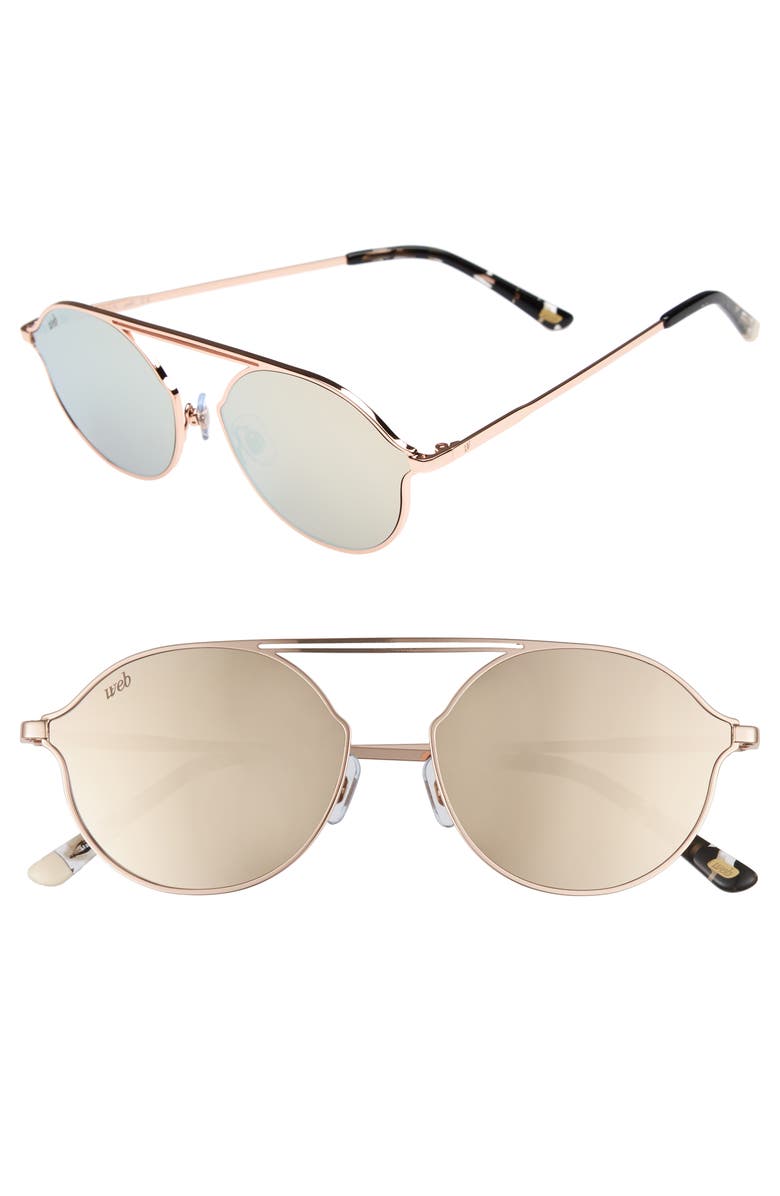 Web 57mm Round Sunglasses, Main, color, 