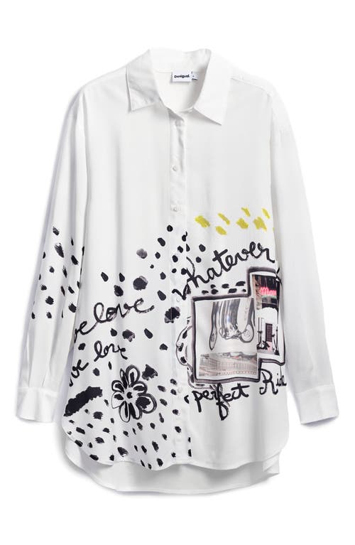 Desigual Print High-low Shirt In White