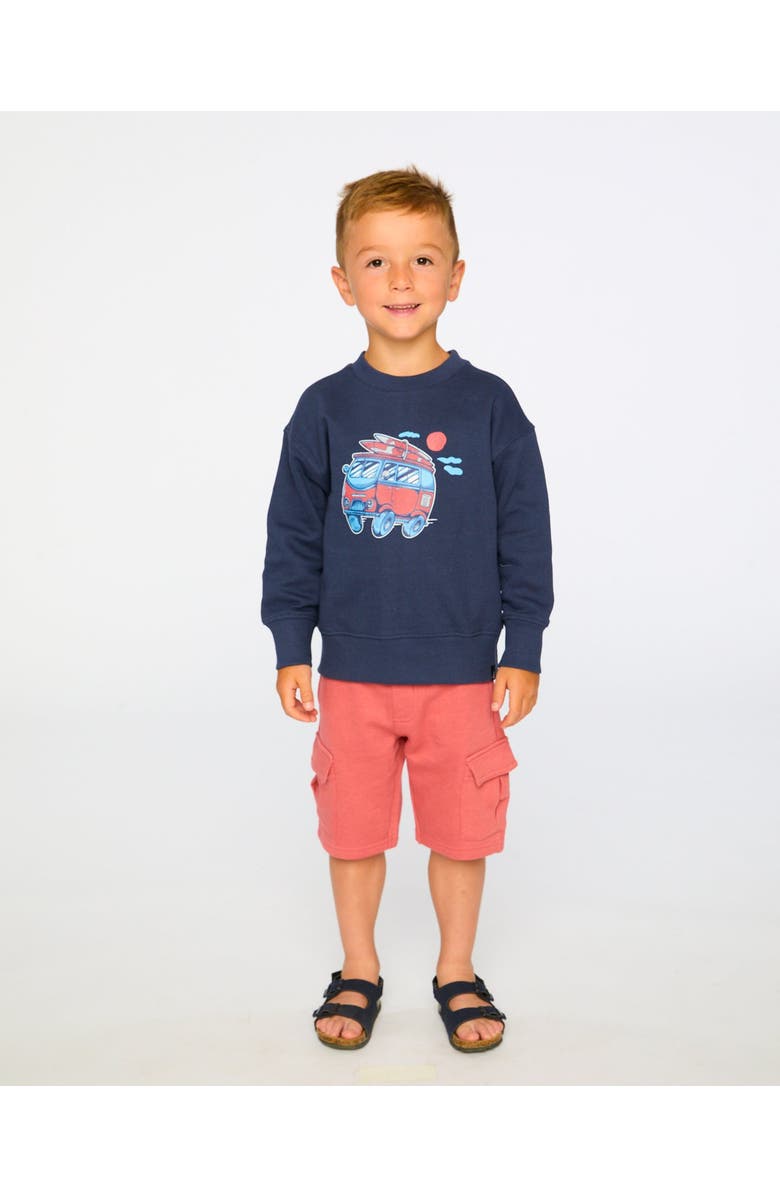 Deux par Deux Long Sleeve Graphic French Terry Sweatshirt, Alternate, color, Blue