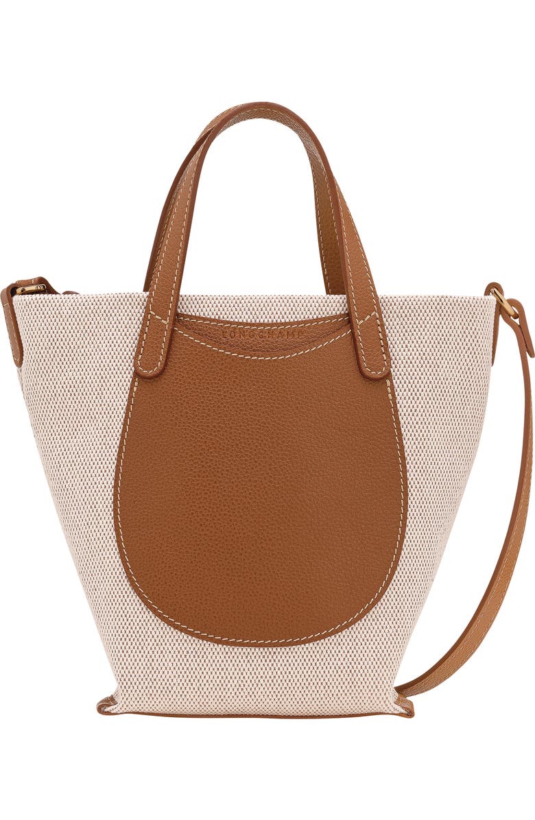 Longchamp Extra Small Le Foulonne Toile Cotton Canvas & Leather Tote, Main, color, Caramel