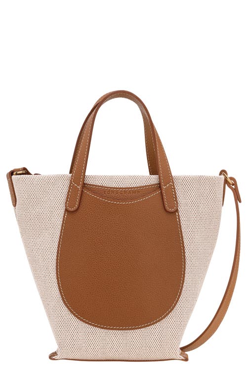 Longchamp Extra Small Le Foulonne Toile Cotton Canvas & Leather Tote in Caramel at Nordstrom