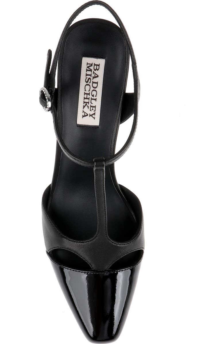 Badgley Mischka Collection Aurelia Ankle Strap Cap Toe Pump, Alternate, color, Black Leather