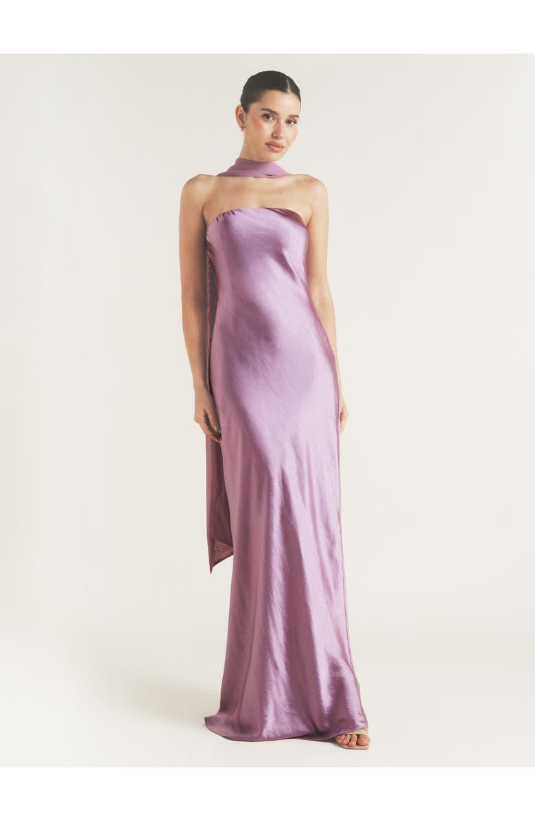 Six Stories Bandeau Satin Bridesmaid Dress, Main, color, Orchid