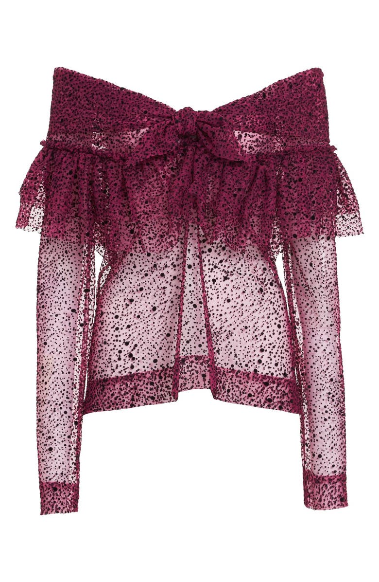 Isa Arfen Ruffle Knot Off the Shoulder Tulle Top, Alternate, color, 