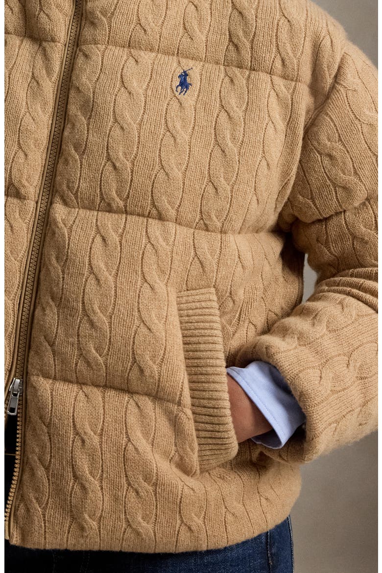 Cable Wool & Cashmere Puffer Jacket, Alternate, color, COLLECTION CAMEL MELANGE