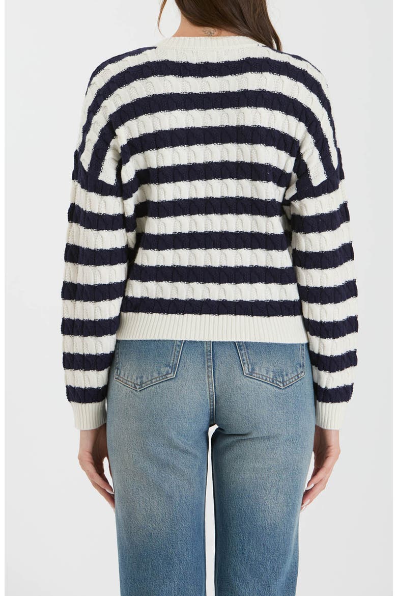 Stripe Cable Knit Crop Sweater, Alternate, color, NAVY