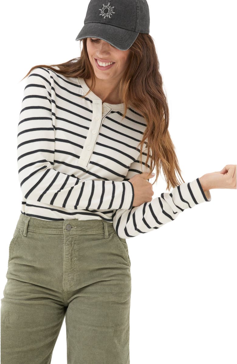 FatFace Women's Hettie Stripe Henley Top, Main, color, 