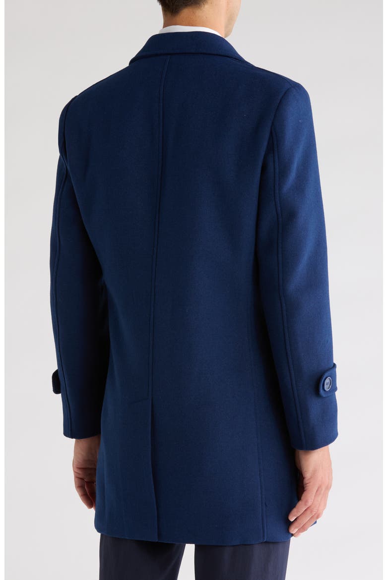 Double Breasted Wool Blend Pea Coat, Alternate, color, INDIGO