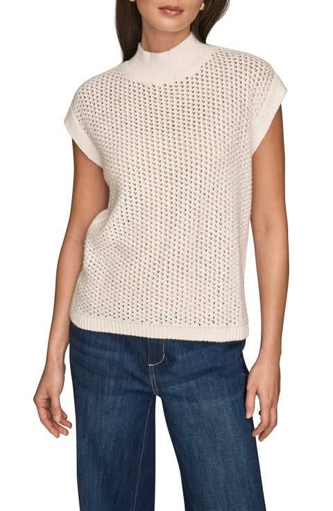 Open Stitch Cap Sleeve Sweater