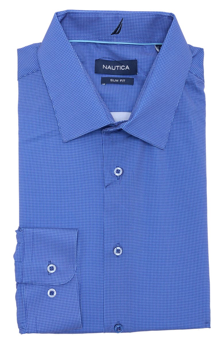 Nautica Slim Fit Grid Button-Up Shirt, Main, color, 