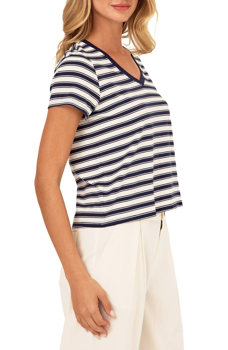 Threads 4 Thought Maxine Stripe V-Neck T-Shirt, Alternate, color, White/ Stargazer