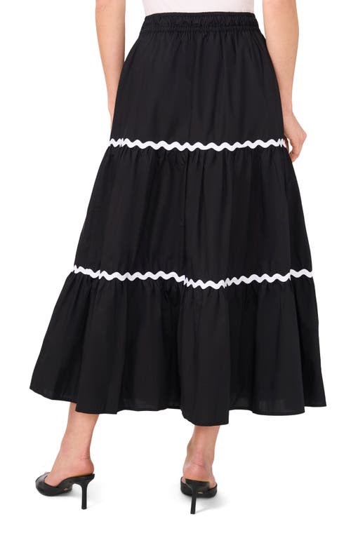 Cece Rickrack Trim Maxi Skirt In Rich Black