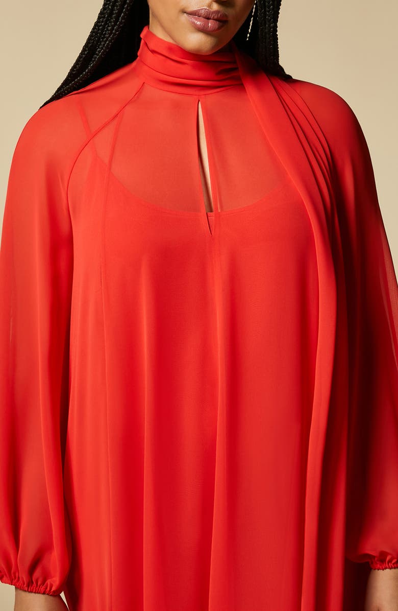 Marina Rinaldi Long Sleeve Crepe Georgette Dress, Alternate, color, 