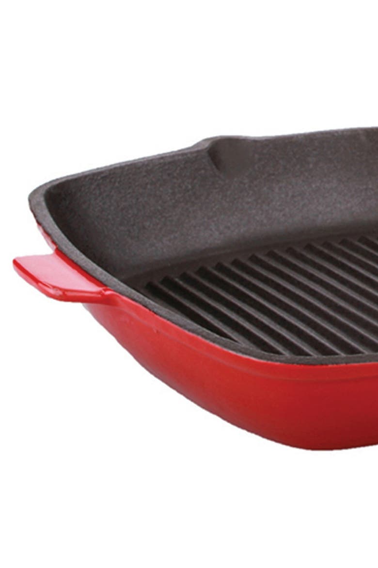 Cast Iron Red 11" Grill Pan, Alternate, color, RED