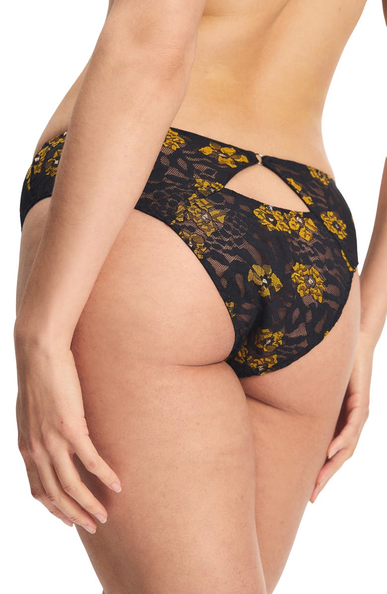 SAVAGE X FENTY Feline Floral Cheeky Briefs, Alternate, color, Black Caviar